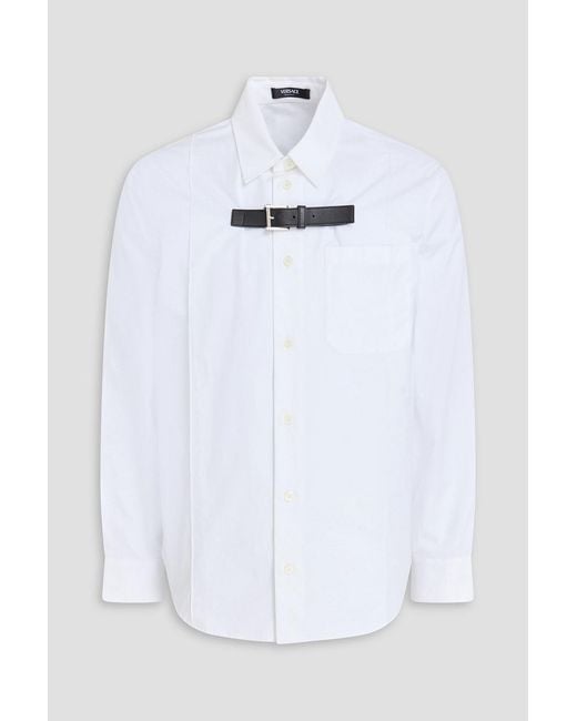 Versace White Buckle-Detailed Cotton-Poplin Shirt for men