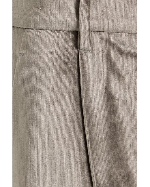 Brunello Cucinelli Gray Cotton-Blend Velvet Straight-Leg Pants