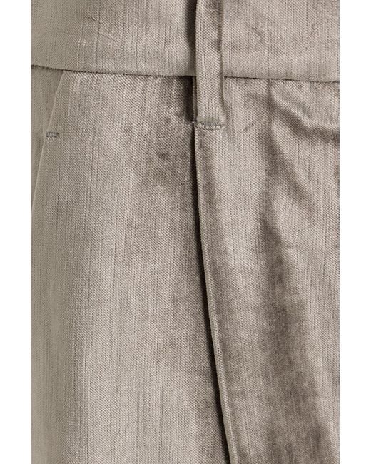 Brunello Cucinelli Gray Hose mit geradem bein aus samt aus einer baumwollmischung
