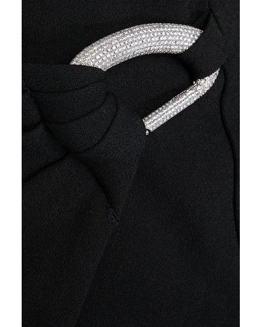 Jonathan Simkhai Black Verzierter mini-wickelrock aus crêpe mit verzierung