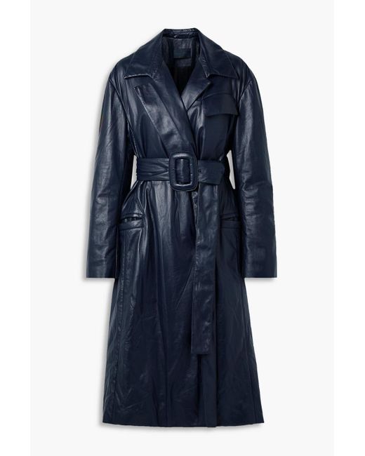 Proenza Schouler Blue Belted Leather Trench Coat