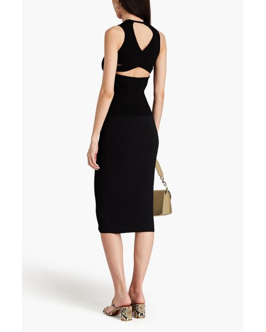 Autumn Cashmere Black Cutout Ribbed-knit Top