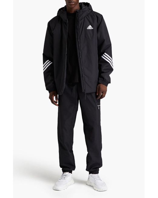 Adidas Originals Black Striped Shell Hooded Jacket for men