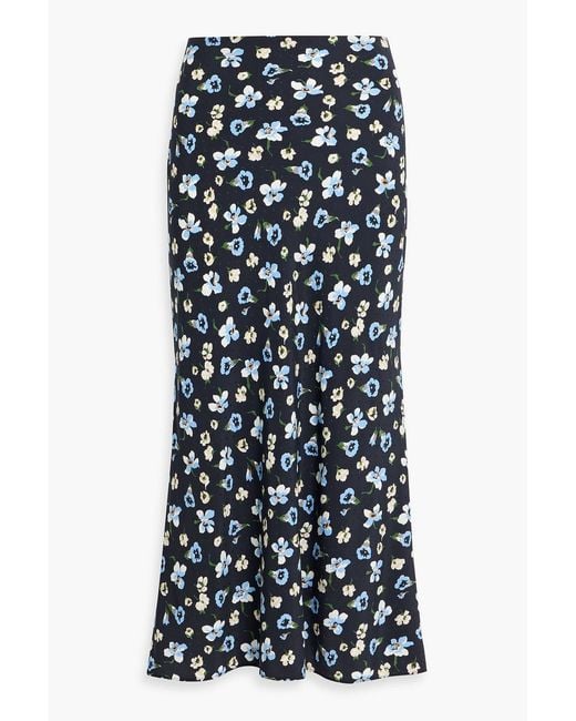 Veronica Beard Black Clover Floral-Print Silk-Blend Jacquard Midi Skirt