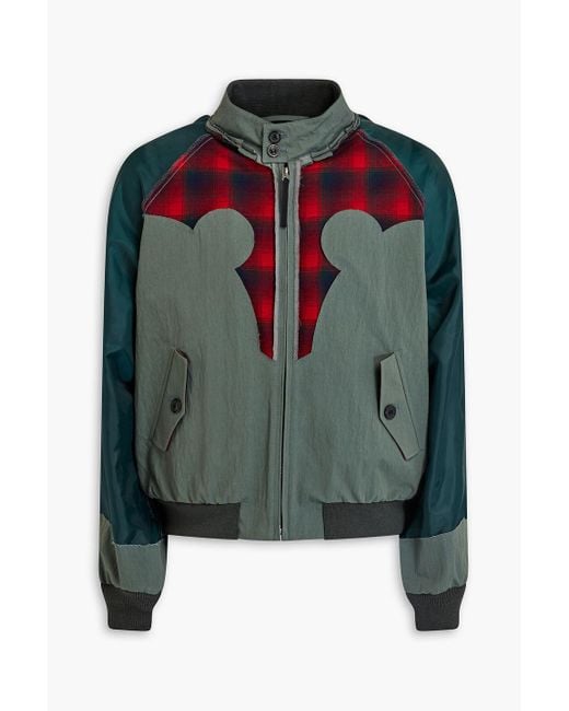 Maison Margiela Green Pendleton Checked Wool, Shell And Cotton-Blend Bomber Jacket for men