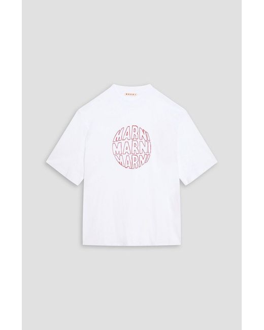 Marni White Printed Cotton-Jersey T-Shirt for men