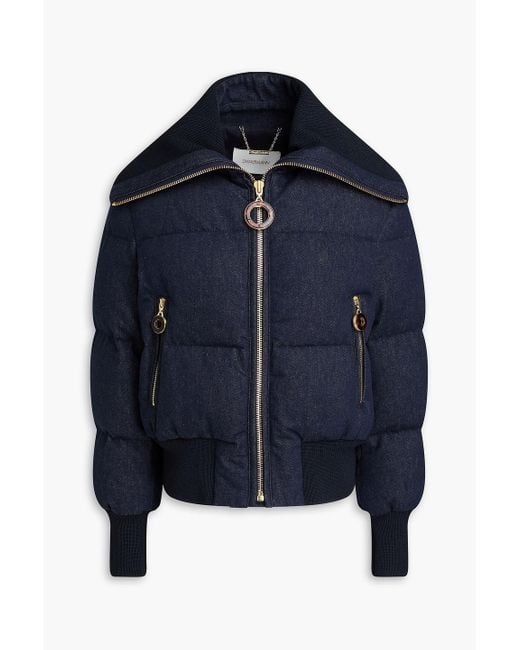 Zimmermann Blue Quilted Denim Down Jacket