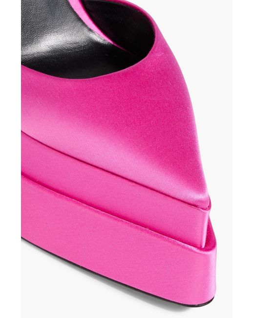 Versace Pink Crystal-embellished Satin Platform Pumps