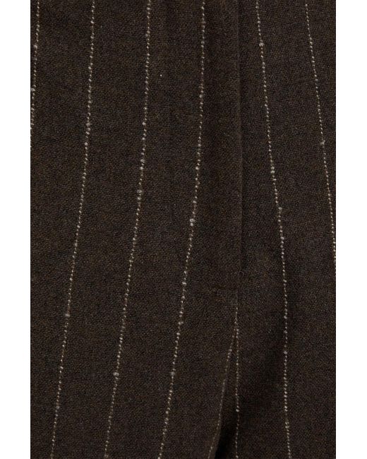 REMAIN Birger Christensen Brown Hose aus tweed aus einer wollmischung mit weitem bein und nadelstreifen