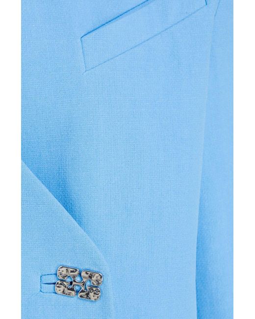 Ganni Blue Appliquéd Cotton Blazer
