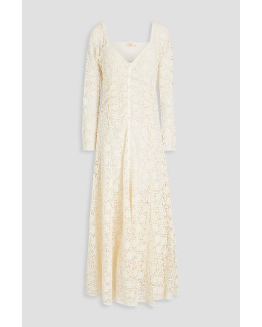 byTiMo Natural Embellished Cotton Macramé Lace Maxi Dress