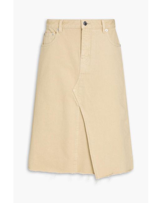 Tory Burch Natural Frayed Denim Midi Skirt