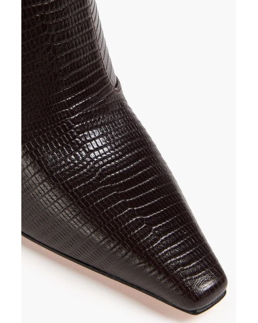 Gina Black Crystal-embellished Lizard-effect Leather Knee Boots