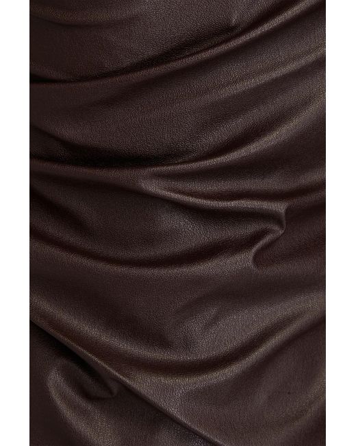 Helmut Lang Brown Draped Faux Leather Mini Dress