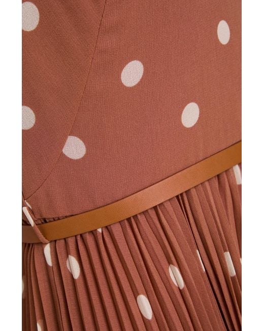 Zimmermann Brown Pleated Polka-Dot Georgette Midi Dress