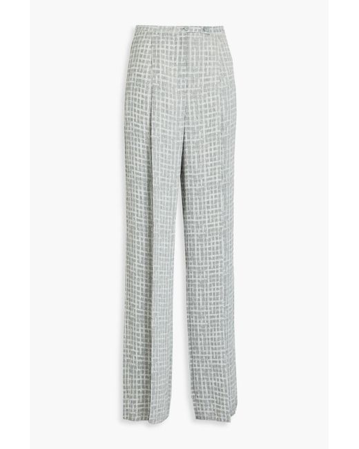Emporio Armani Gray Pleated Jacquard Wide-leg Pants