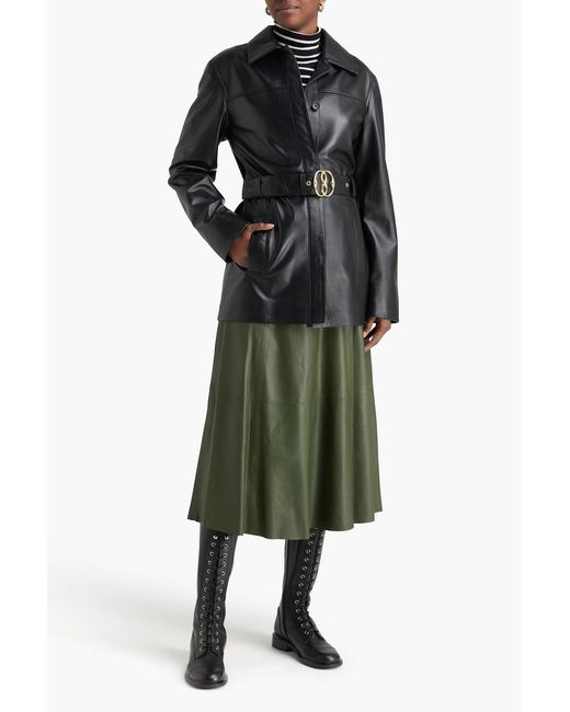 Bally Black Belted Leather Jacket