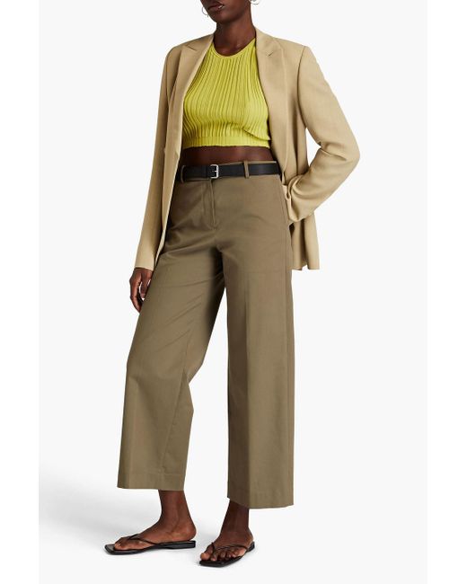 Theory Cotton-twill Wide-leg Pants in Natural | Lyst UK