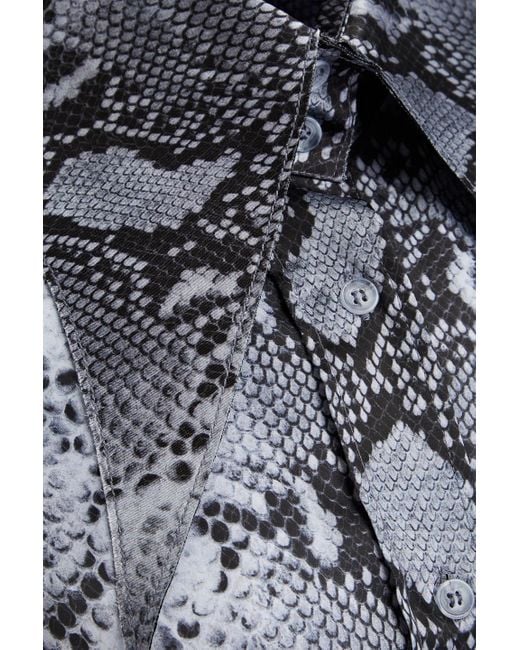 16Arlington Blue Ione Snake-print Satin Shirt