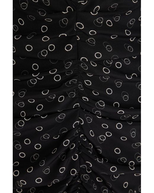 Isabel Marant Black Minikleid "celina" aus crêpe de chine aus seide mit print und raffungen