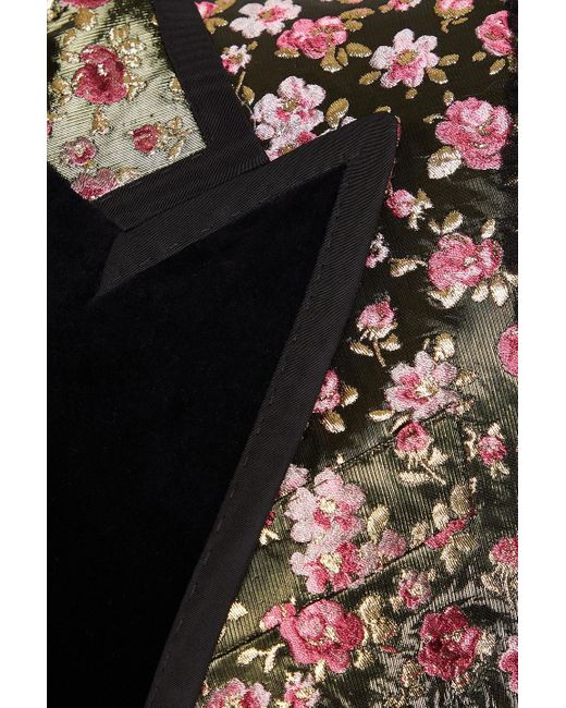 Dolce & Gabbana Black Double-breasted Metallic Floral-brocade Vest