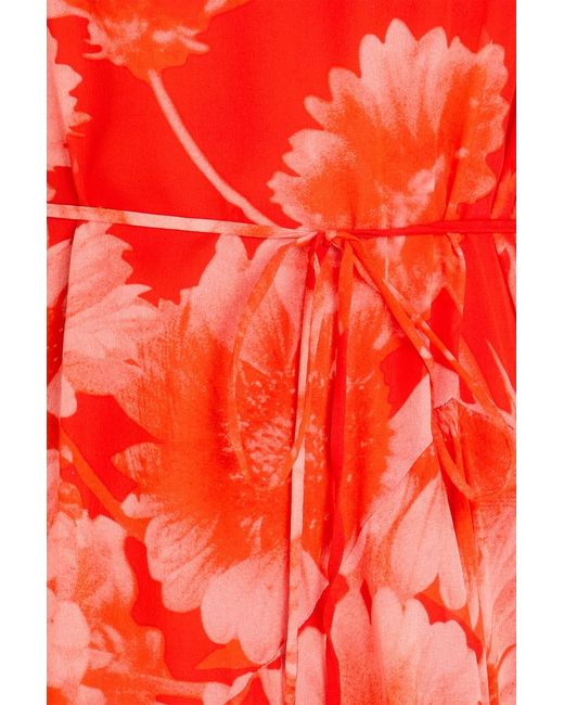 Erdem Red Floral-print Silk-voile Midi Dress