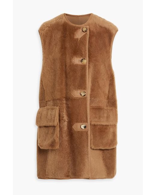 Max Mara Brown Effige Reversible Shearling Vest