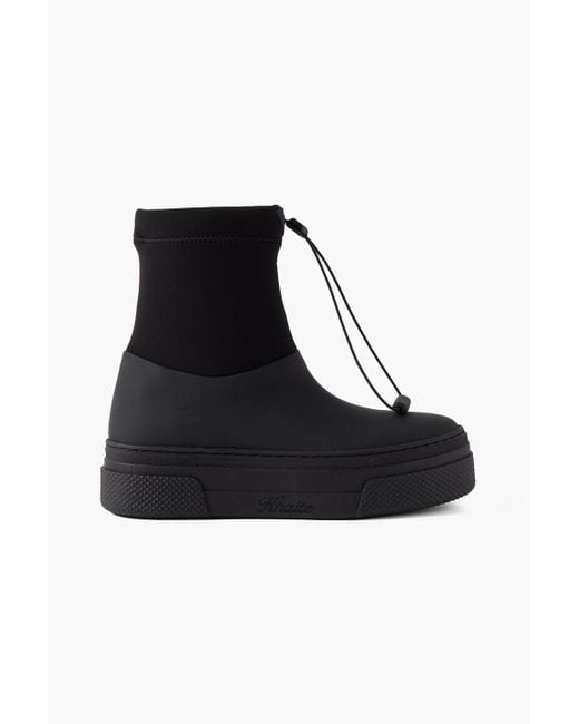 Khaite Black Lenox Suede And Rubber Ankle Boots