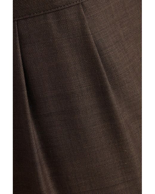 Loulou de Saison Brown Cove Pleated Wool Straight-Leg Pants