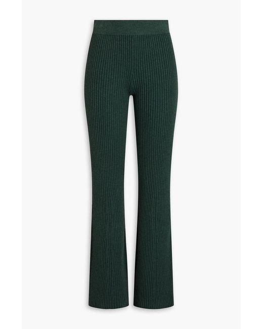 The Range Green Ribbed-knit Flared Pants