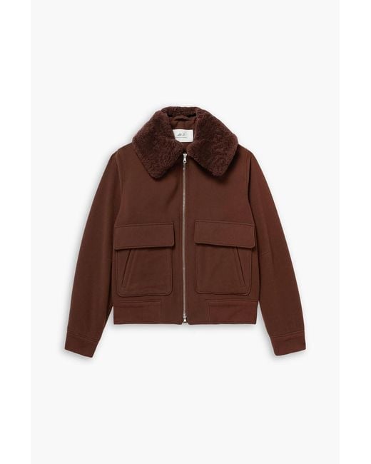 Mr P. Brown Shearling-Trimmed Wool-Blend Felt Bomber Jacket for men