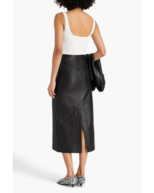 Envelope Leather Midi Skirt in Black | Lyst UK