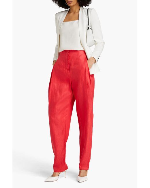 Emporio Armani Pleated Linen-twill Tapered Pants