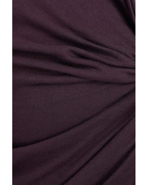 Rick Owens Purple Jade Cropped Draped Jersey Top