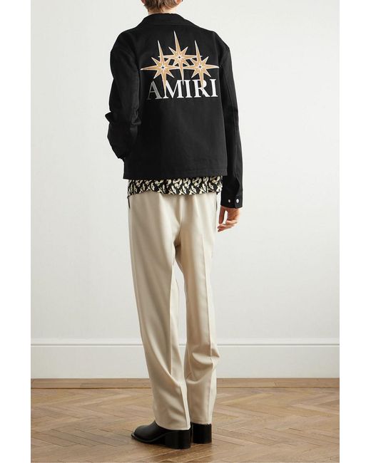 Amiri Black Embroidered Cotton-Twill Jacket for men