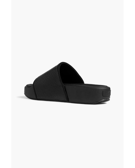 Y-3 Black Pebbled-leather Slides for men