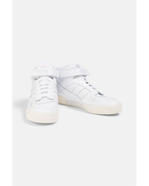 Adidas Originals White Forum Perforated Leather High-top Sneakers for men