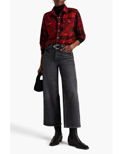 Re/done Red 50s Checked Cotton-flannel Shirt