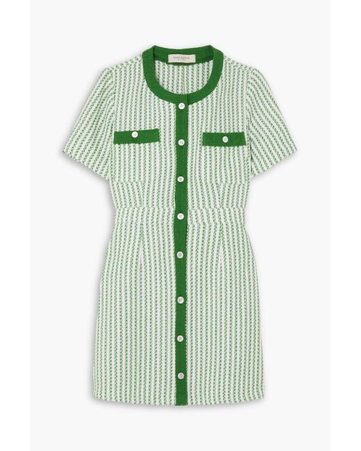 Giuliva Heritage Green Vera Striped Cotton-tweed Mini Dress