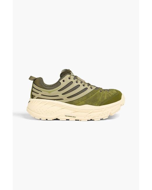 Hoka One One Green Evo Og Canvas And Suede Sneakers