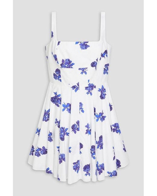 Emilia Wickstead White Mona Floral-Print Swiss-Dot Cotton-Blend Mini Dress