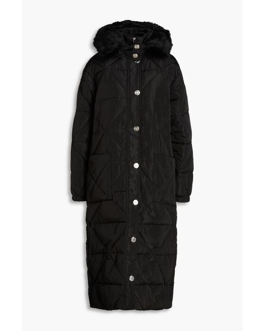 Maje Black Quilted Shell Hooded Coat