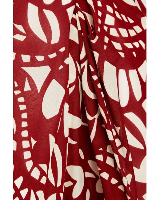 Ba&sh Red Kodile Pleated Printed Crepe De Chine Wrap Dress