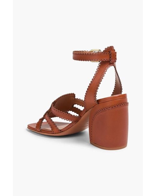 Zimmermann Brown Goldie Scalloped Leather Sandals