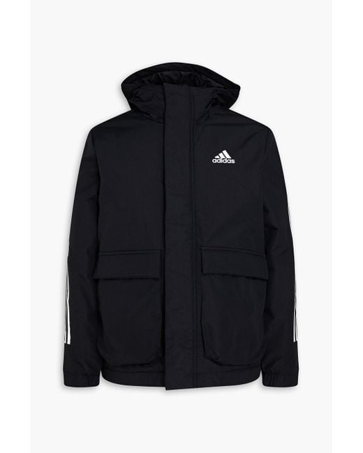 Adidas Originals Blue Striped Padded Shell Hooded Jacket for men
