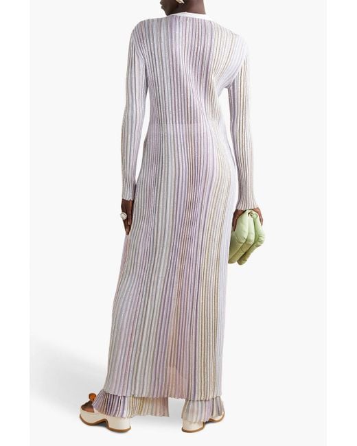 Missoni White Sequin-embellished Striped Ribbed-knit Cardigan