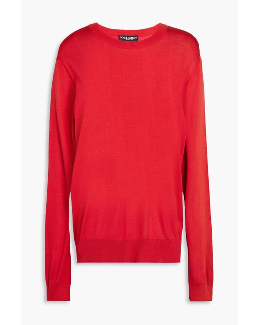 Dolce & Gabbana Red Silk Sweater