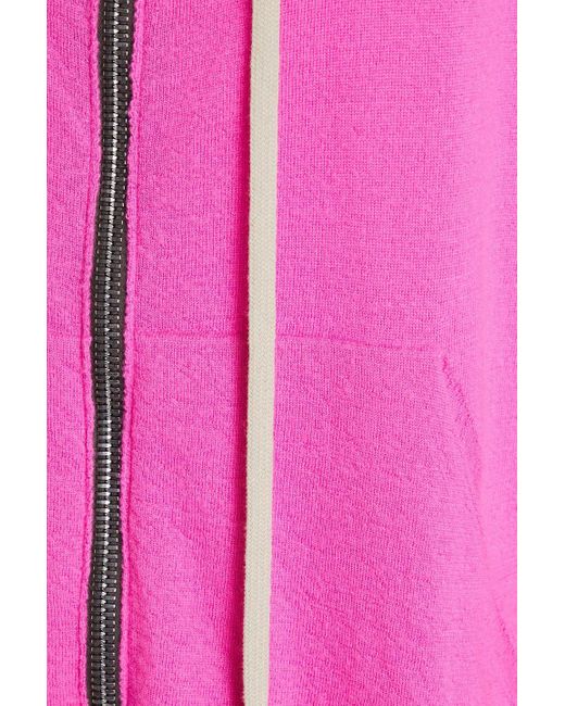 Rick Owens Pink Pullover aus gebürstetem kaschmir mit reißverschluss und kapuze