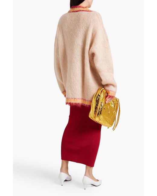 Marni Red Ribbed-knit Midi Skirt