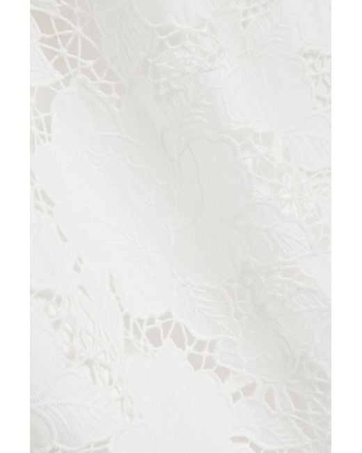 Mikael Aghal White Cotton-blend Guipure Lace Midi Shirt Dress